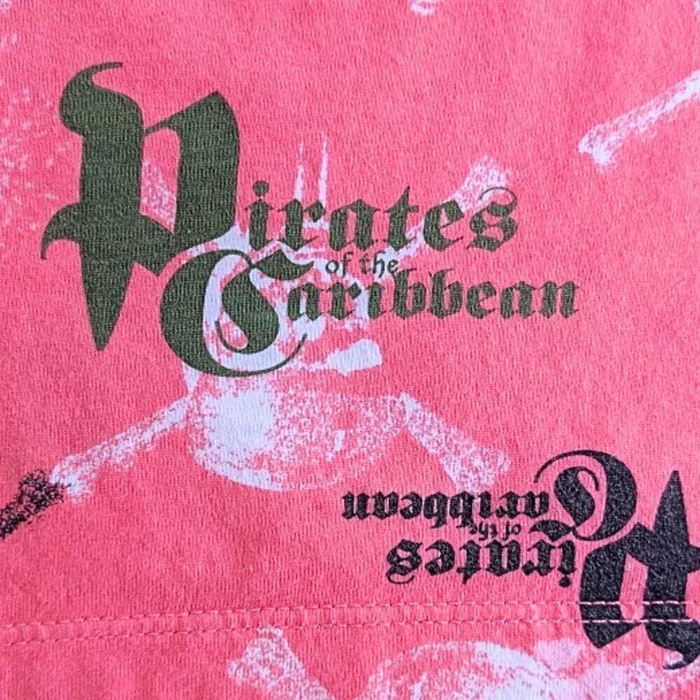 Vtg Y2K Disney PIRATES of the CARIBBEAN Coral 100% Cotton Pajama Booty Shorts XL - Picture 2 of 3